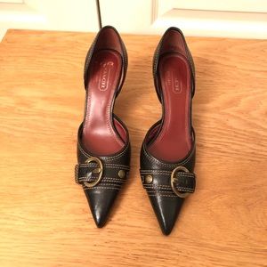 COACH Leather Buckle Pointed Heels